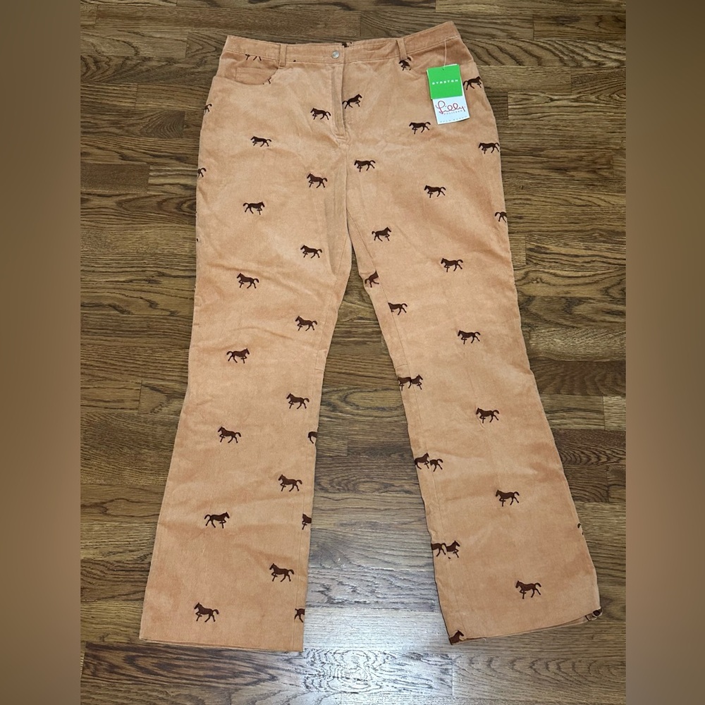 NWT Lilly Pulitzer Embroidered Horse Corduroy Pants / Size: 12